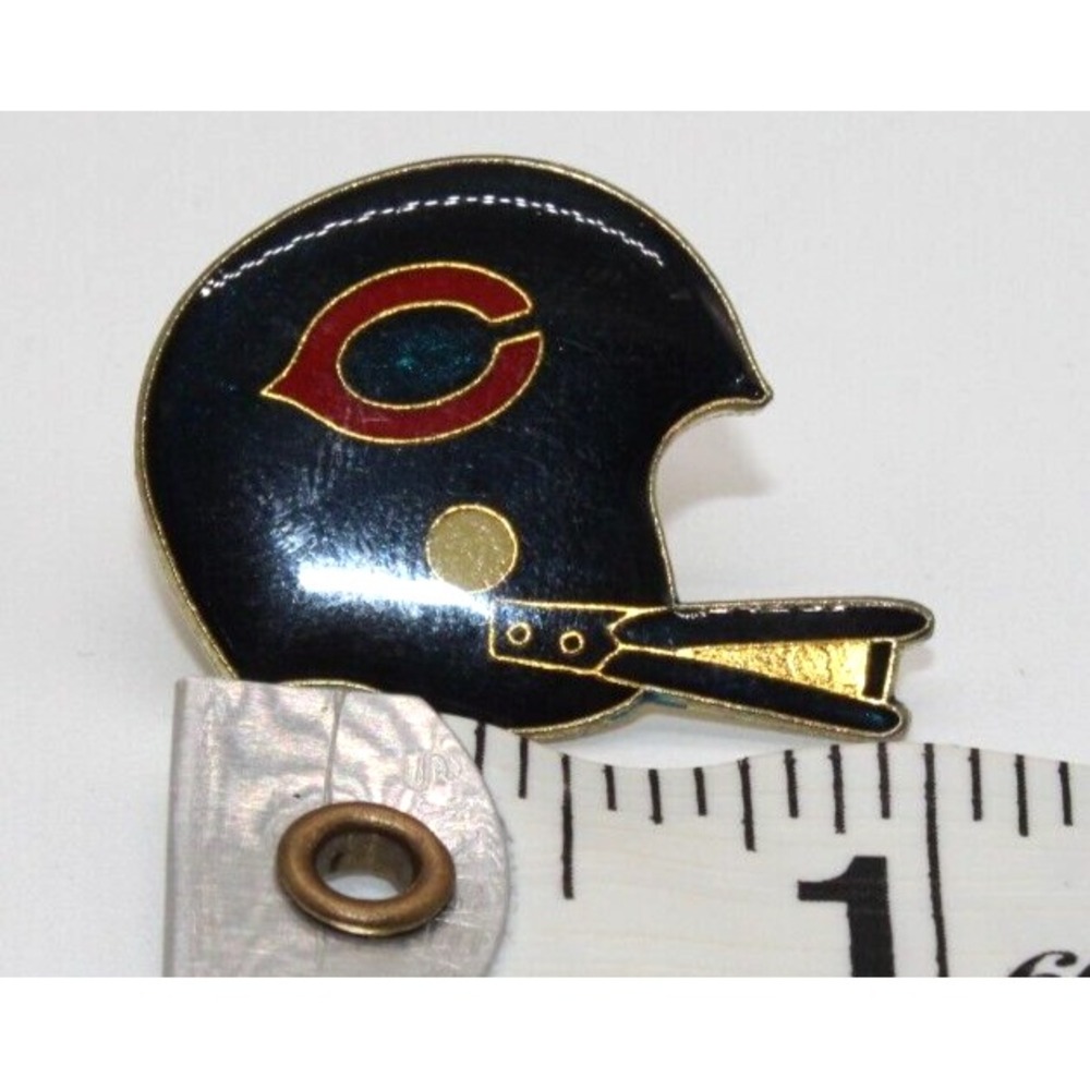 Vintage 90s Chicago Bears NFL Helmet Enamel Lapel Hat Tie Pin Butterfly Clutch - Picture 2 of 4